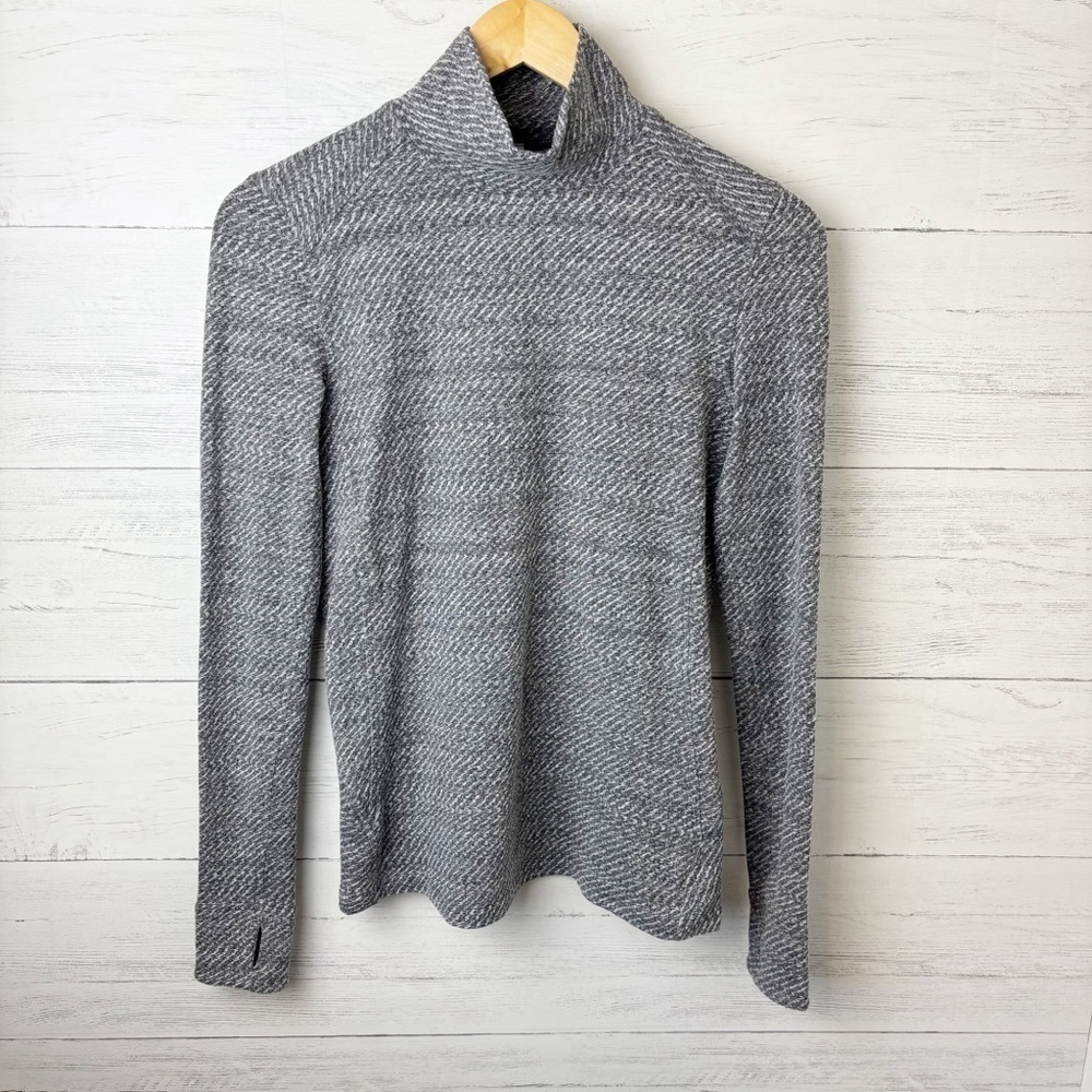 Lululemon Ready to Rulu Turtleneck Hazy Heather Heathered Black White